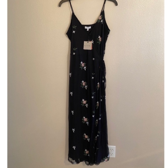🍂🍁 Fall Free People Inspired K/Lab Wrap Floral Embroidered Mesh Dress Sz M - Picture 4 of 4